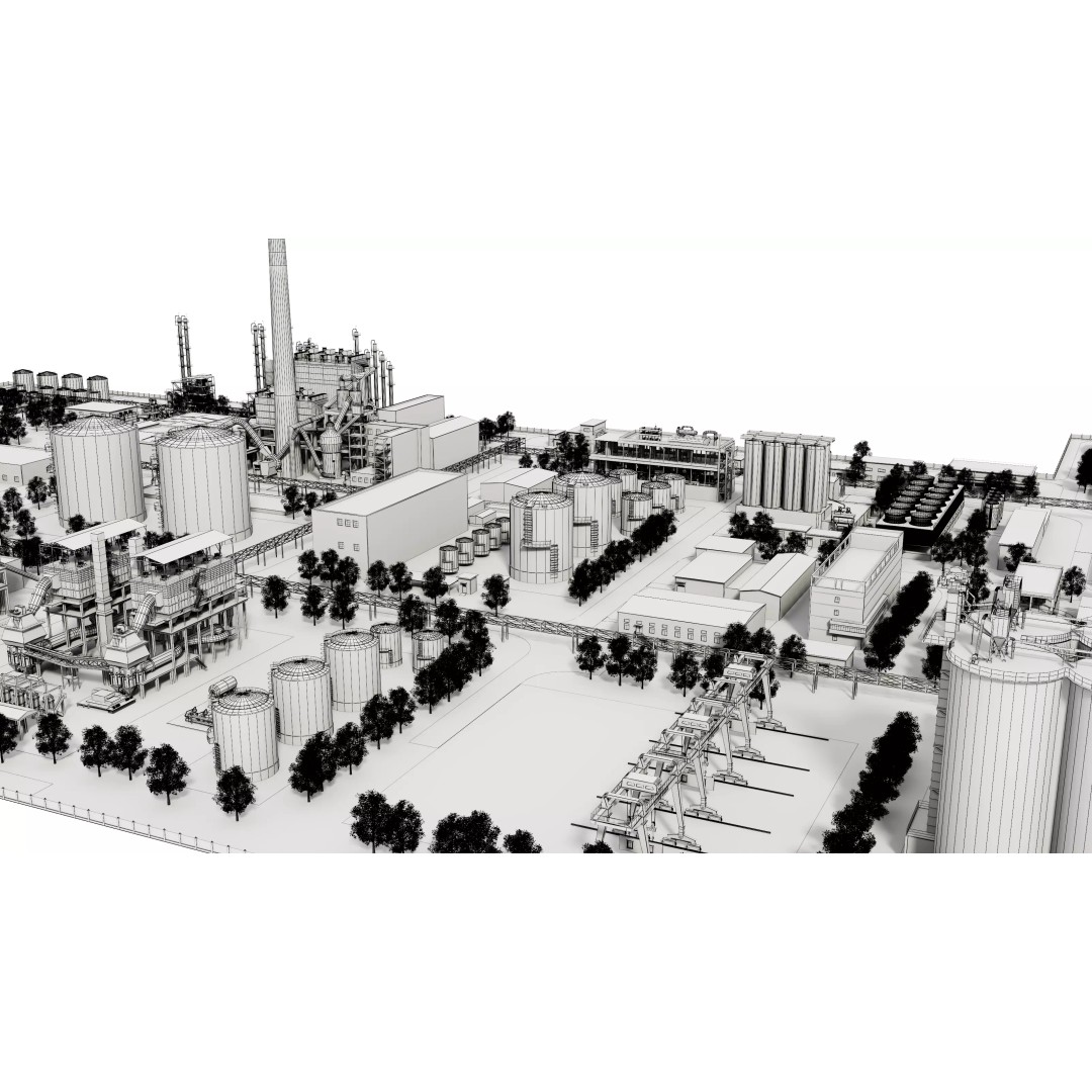 Chemical Factory 3D Model – Industrial Scene, FBX & OBJ Formats - View 22