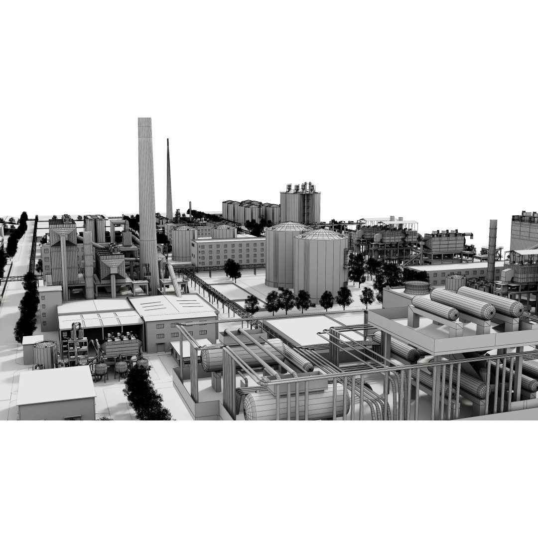 Chemical Factory 3D Model – Industrial Scene, FBX & OBJ Formats - View 23