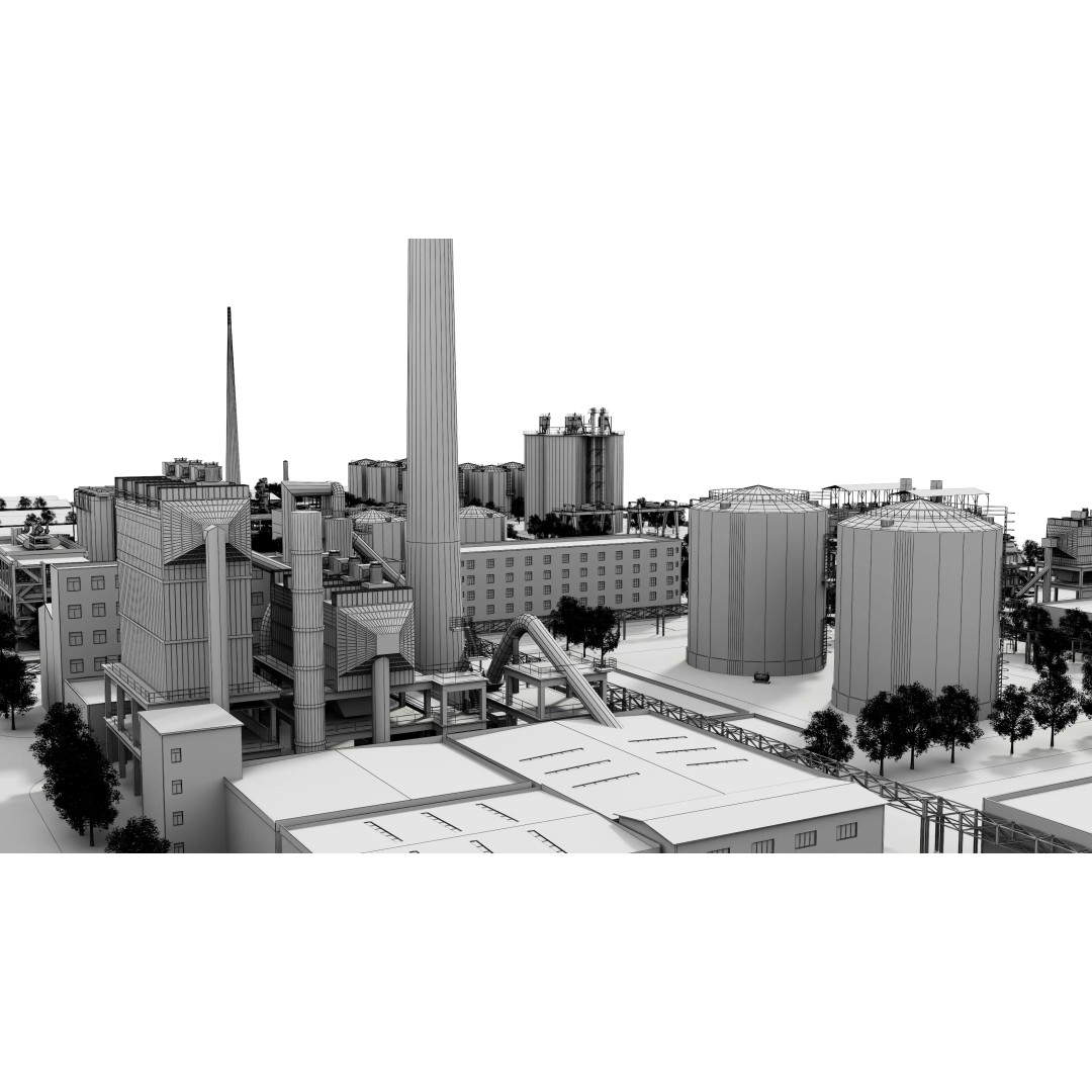 Chemical Factory 3D Model – Industrial Scene, FBX & OBJ Formats - View 24