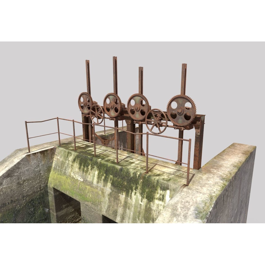 Old Water Gate 3D Model – Realistic PBR Asset for Games, FBX, OBJ - View 10