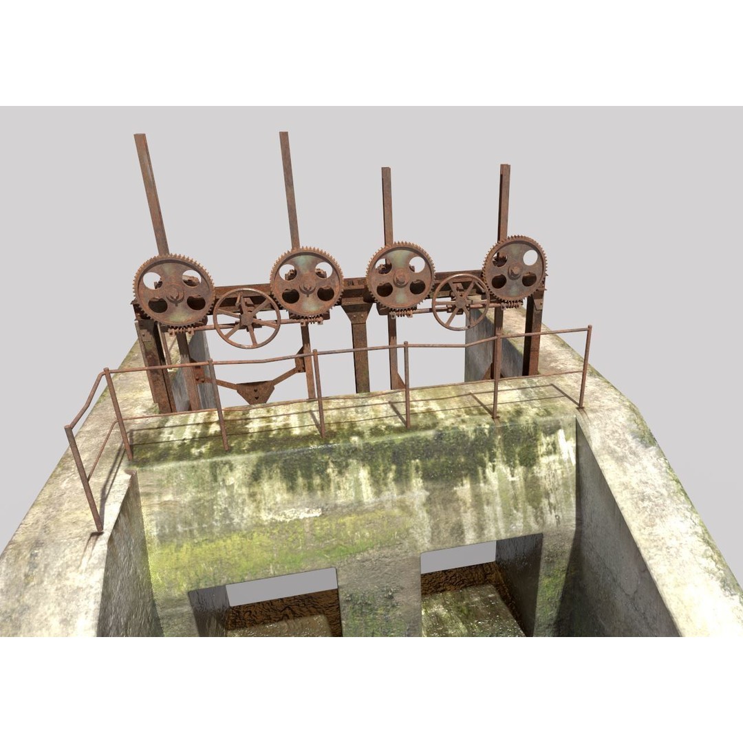 Old Water Gate 3D Model – Realistic PBR Asset for Games, FBX, OBJ - View 11