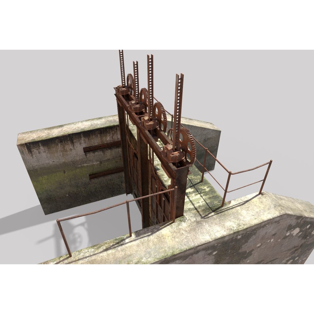 Old Water Gate 3D Model – Realistic PBR Asset for Games, FBX, OBJ - View 14