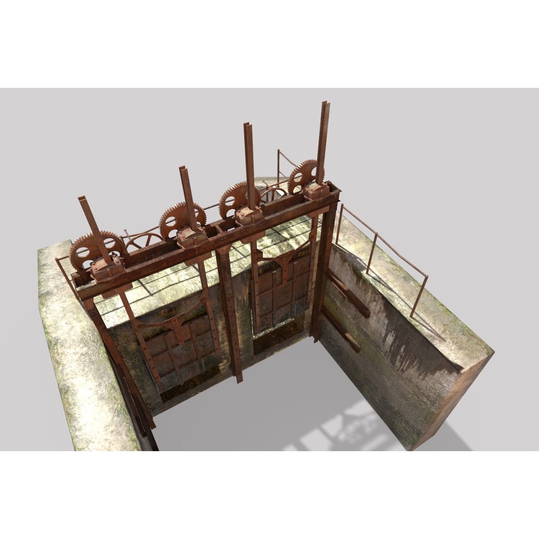 Old Water Gate 3D Model – Realistic PBR Asset for Games, FBX, OBJ - View 15