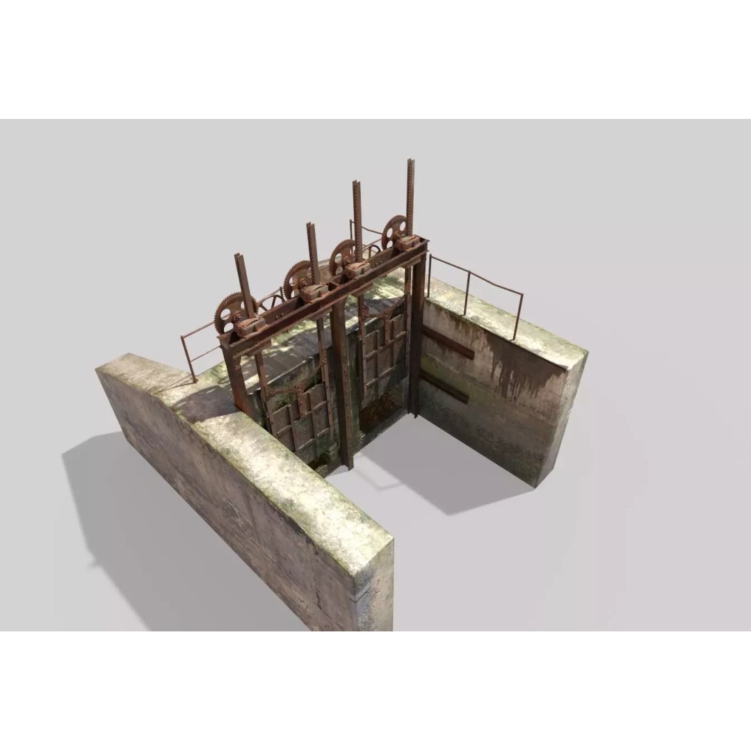 Old Water Gate 3D Model – Realistic PBR Asset for Games, FBX, OBJ - View 2