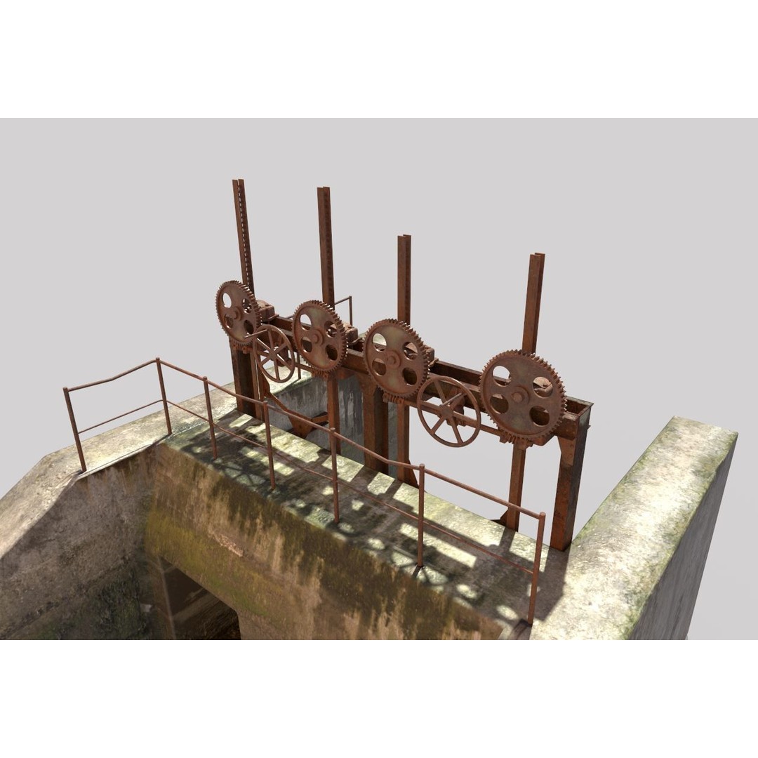 Old Water Gate 3D Model – Realistic PBR Asset for Games, FBX, OBJ - View 4