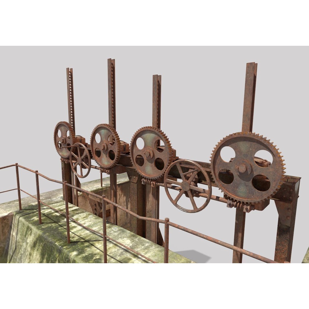 Old Water Gate 3D Model – Realistic PBR Asset for Games, FBX, OBJ - View 5