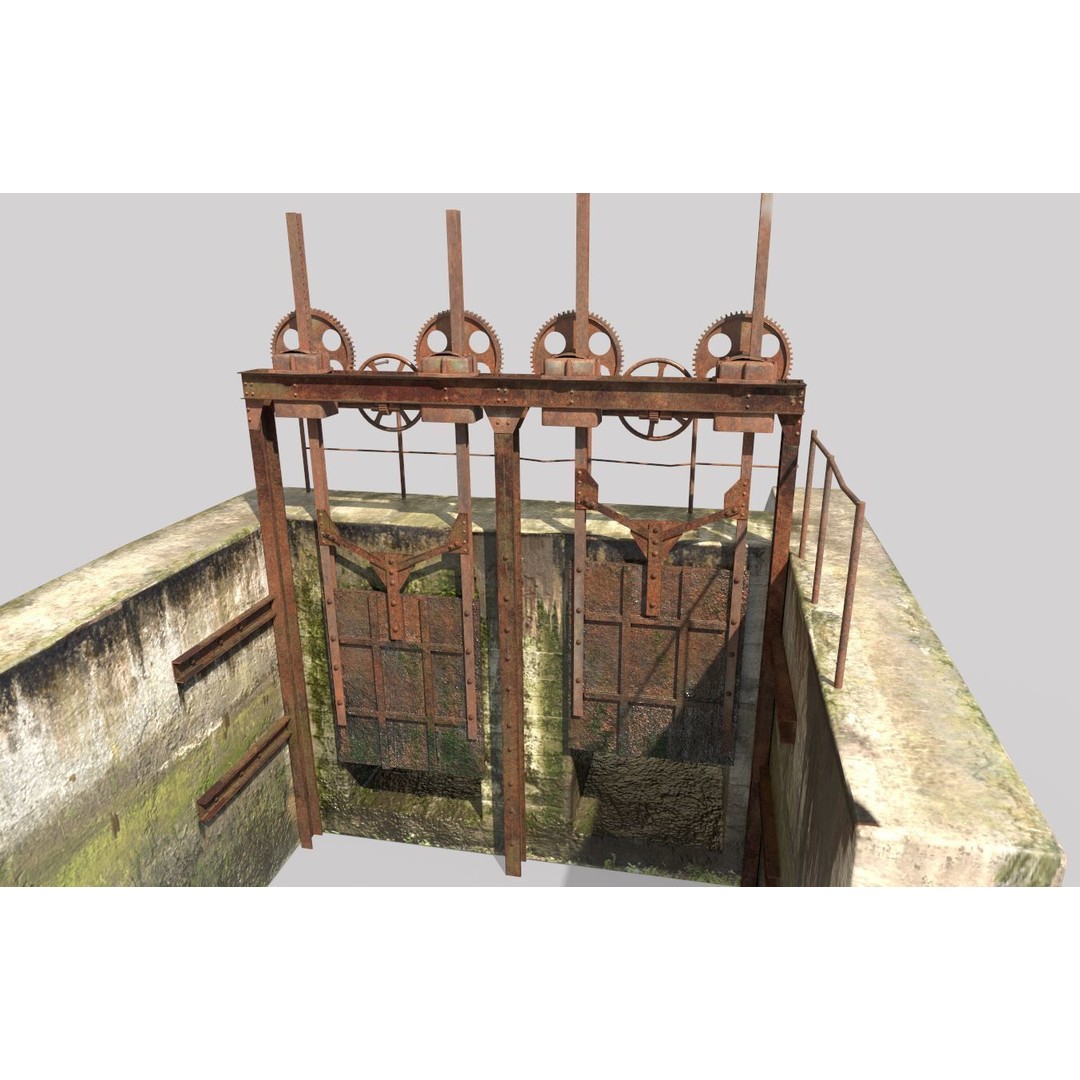 Old Water Gate 3D Model – Realistic PBR Asset for Games, FBX, OBJ - View 6