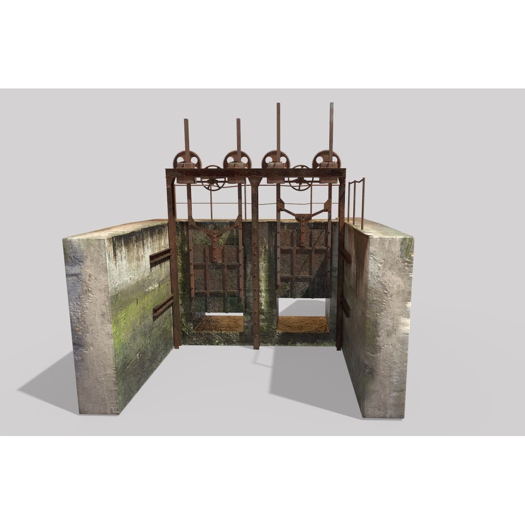 Old Water Gate 3D Model – Realistic PBR Asset for Games, FBX, OBJ - View 8