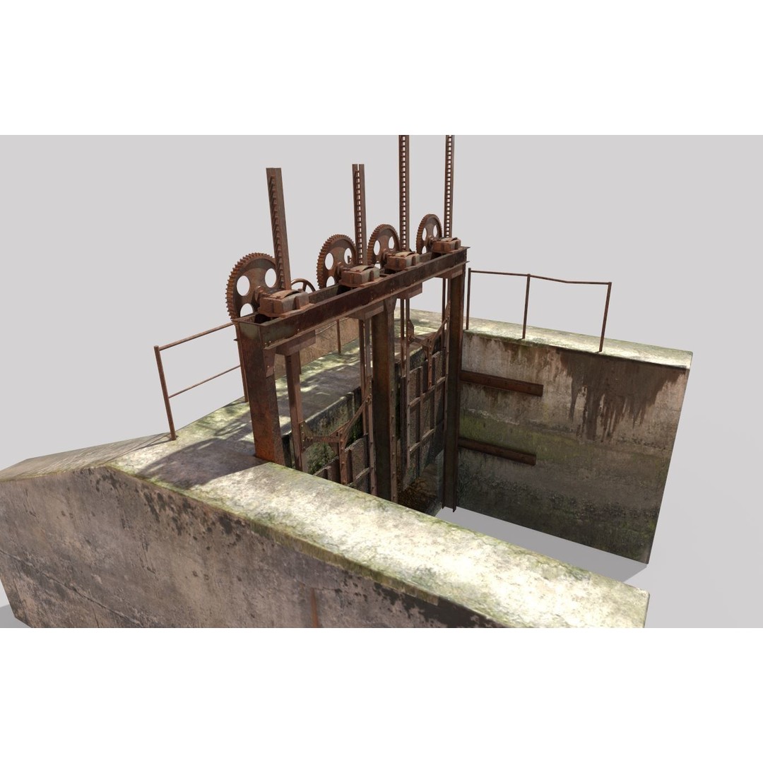 Old Water Gate 3D Model – Realistic PBR Asset for Games, FBX, OBJ - View 9
