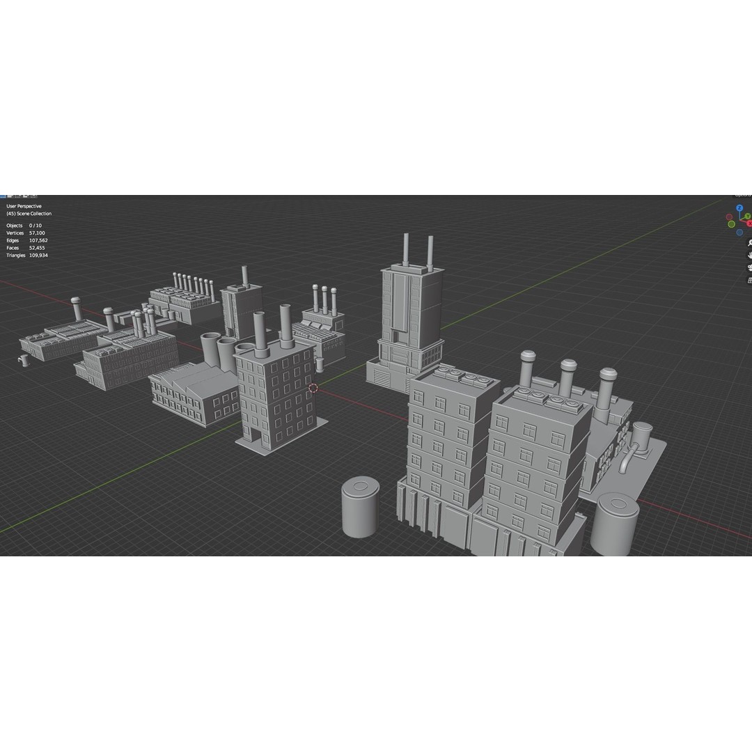 Industrial Buildings 3D Model – Low Poly Game-Ready Asset Pack, FBX
