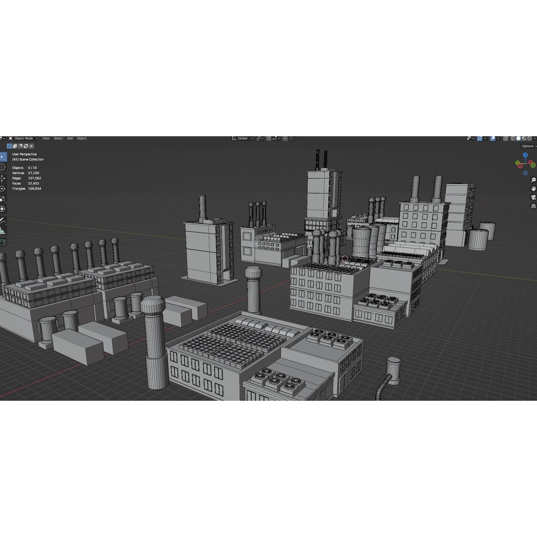 Industrial Buildings 3D Model – Low Poly Game-Ready Asset Pack, FBX - View 11