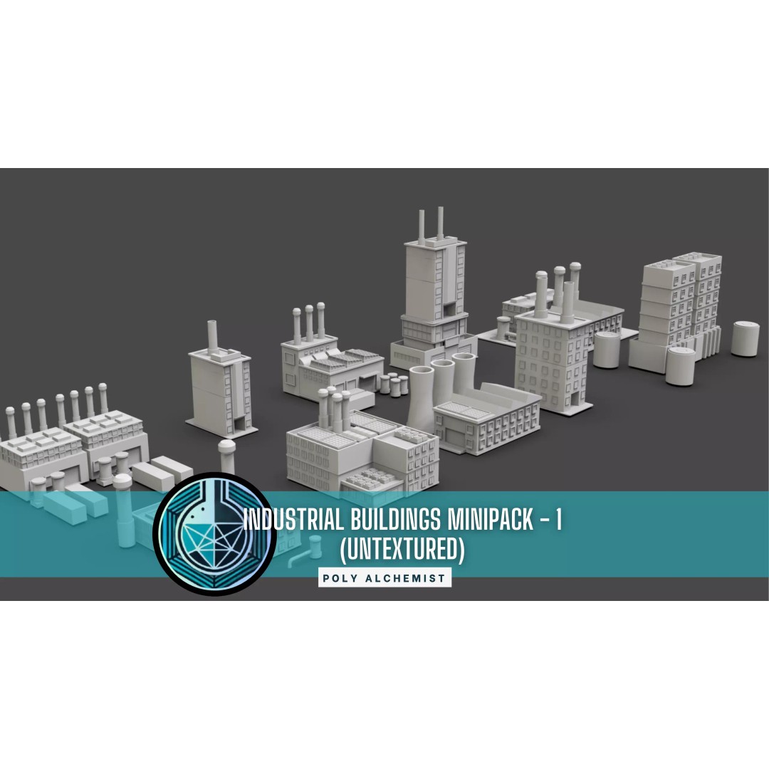 Industrial Buildings 3D Model – Low Poly Game-Ready Asset Pack, FBX - View 2