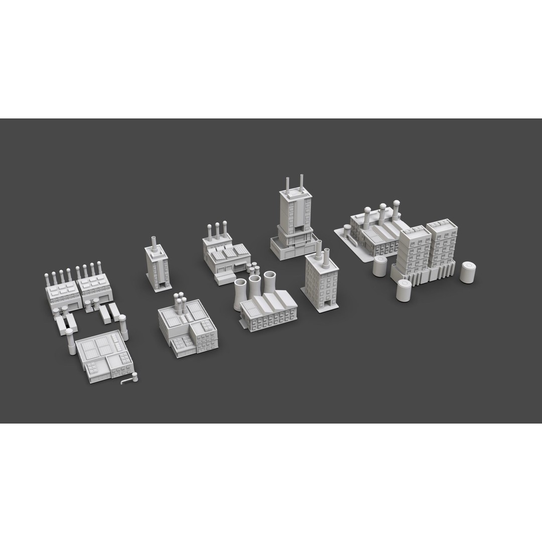 Industrial Buildings 3D Model – Low Poly Game-Ready Asset Pack, FBX - View 4