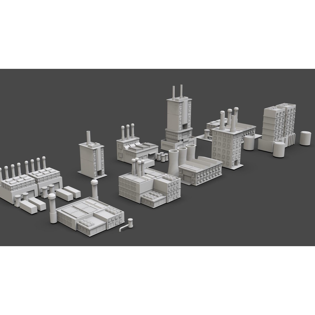 Industrial Buildings 3D Model – Low Poly Game-Ready Asset Pack, FBX - View 5