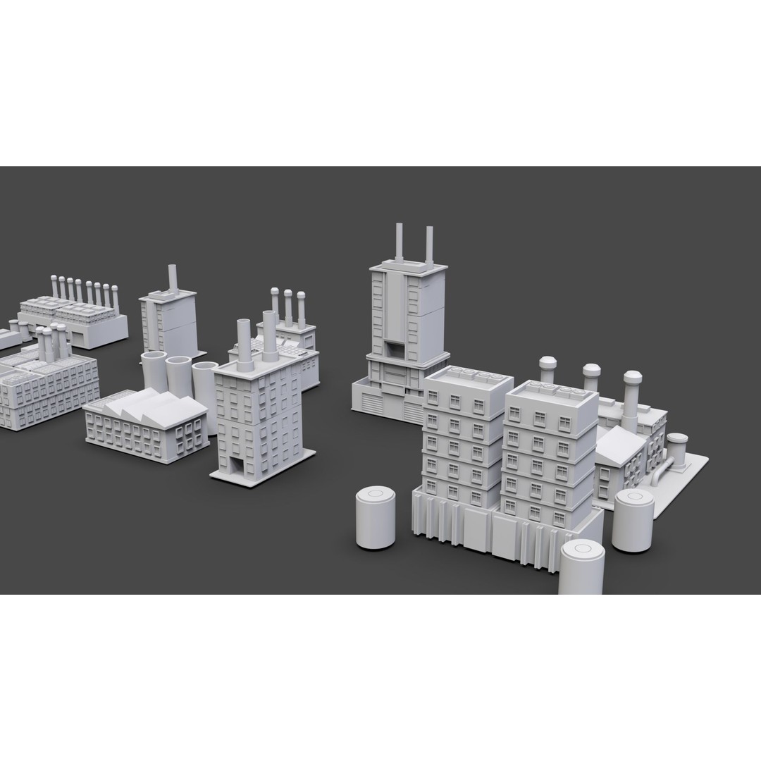 Industrial Buildings 3D Model – Low Poly Game-Ready Asset Pack, FBX - View 6