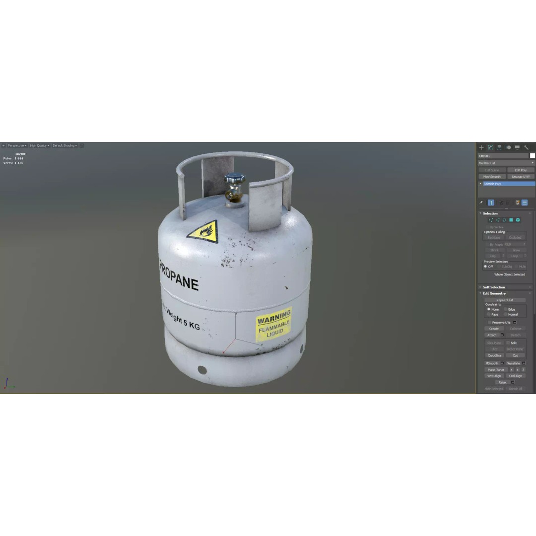 5 KG Propane Gas Cylinder 3D Model – Low Poly PBR Game Asset, FBX