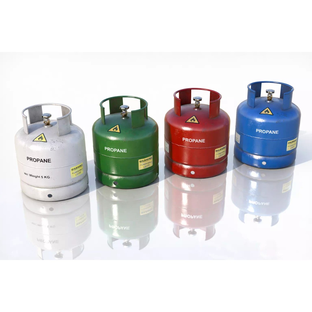 5 KG Propane Gas Cylinder 3D Model – Low Poly PBR Game Asset, FBX - View 3