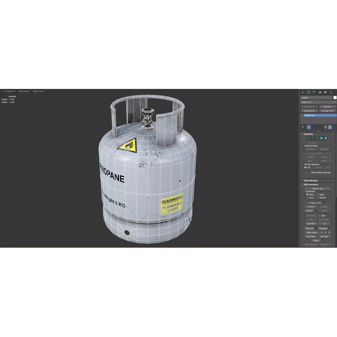 5 KG Propane Gas Cylinder 3D Model – Low Poly PBR Game Asset, FBX - View 6