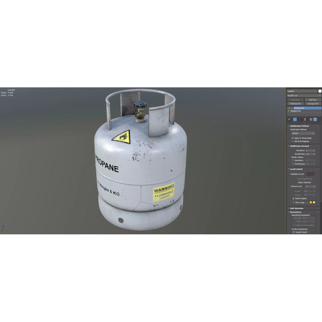 5 KG Propane Gas Cylinder 3D Model – Low Poly PBR Game Asset, FBX - View 8