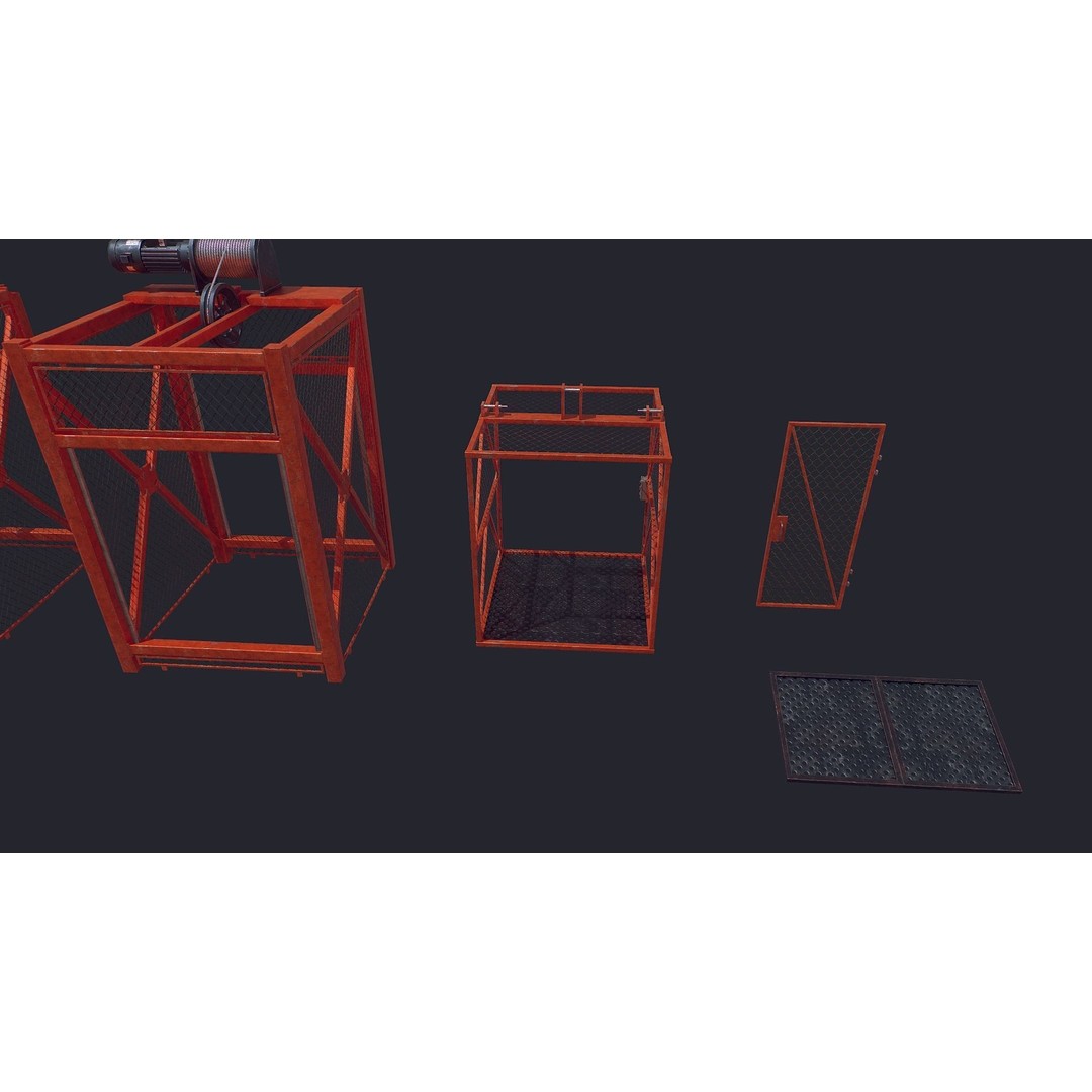 Construction Lift 3D Model – Low Poly Game Asset, FBX, PBR Textures - View 10