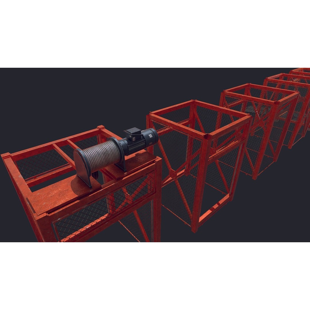 Construction Lift 3D Model – Low Poly Game Asset, FBX, PBR Textures - View 11