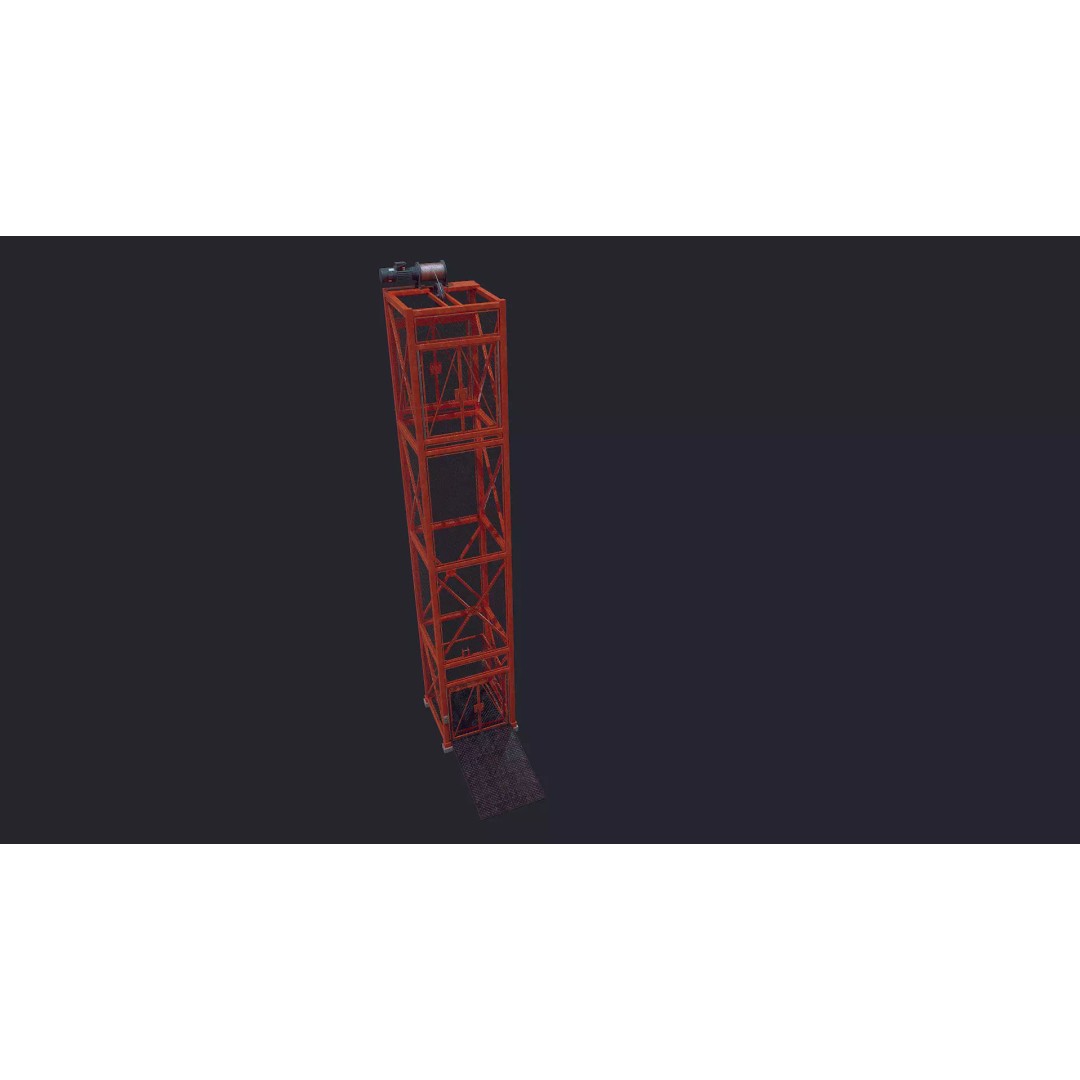Construction Lift 3D Model – Low Poly Game Asset, FBX, PBR Textures - View 2
