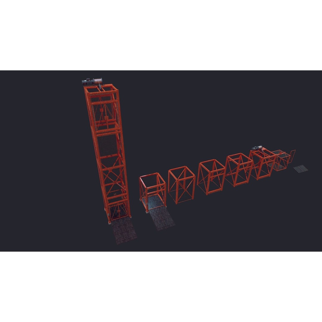 Construction Lift 3D Model – Low Poly Game Asset, FBX, PBR Textures - View 3