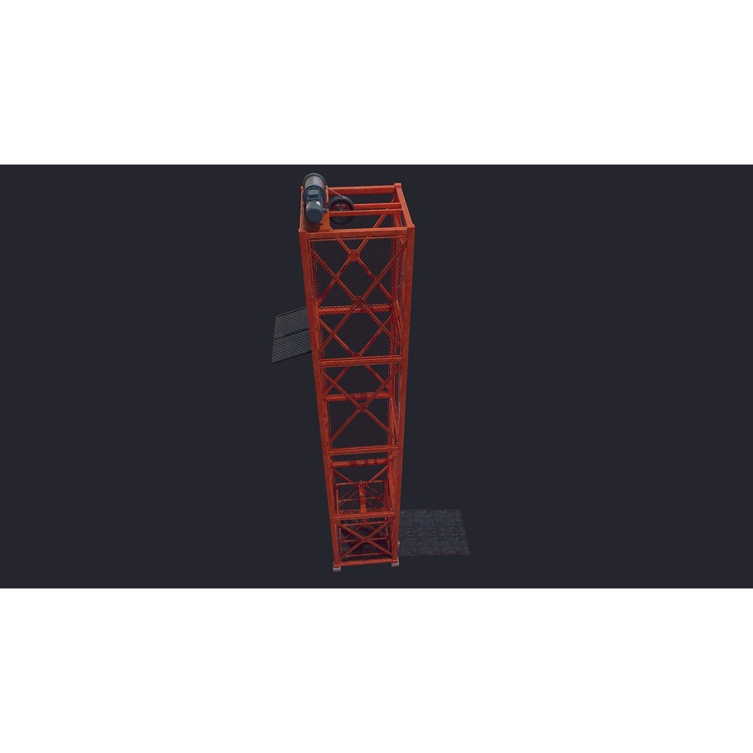 Construction Lift 3D Model – Low Poly Game Asset, FBX, PBR Textures - View 4