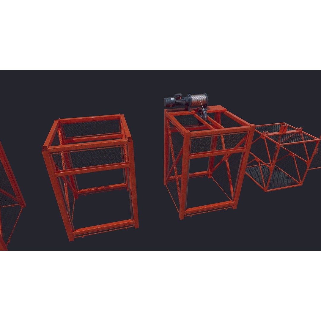 Construction Lift 3D Model – Low Poly Game Asset, FBX, PBR Textures - View 9