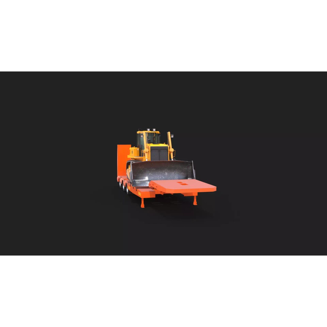 Bulldozer 3D Model – Low Loader Trailer with PBR Textures, FBX - View 19