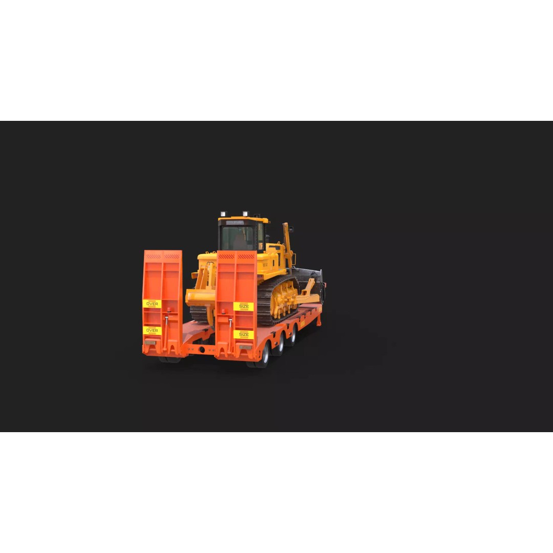 Bulldozer 3D Model – Low Loader Trailer with PBR Textures, FBX - View 24