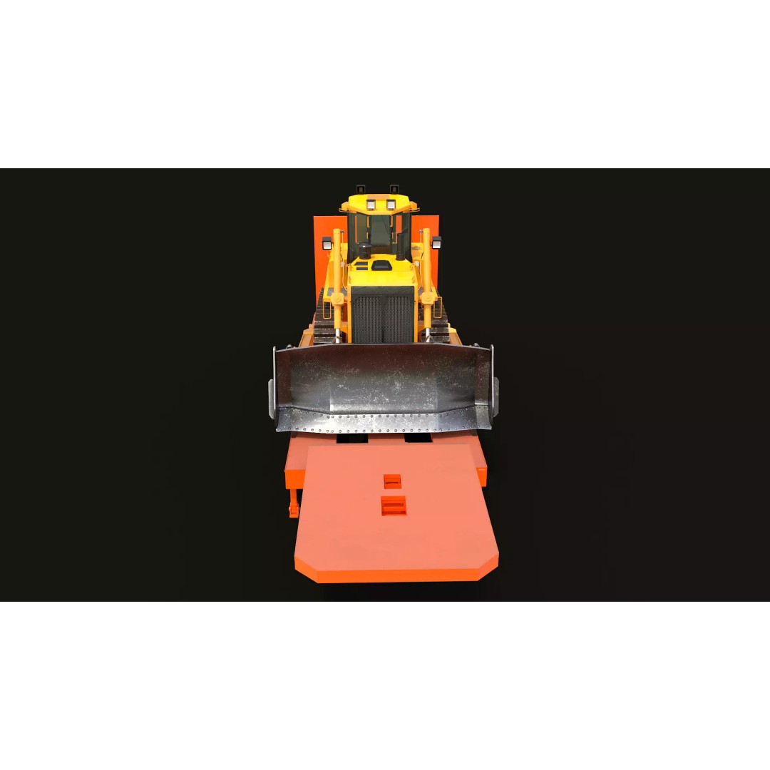 Bulldozer 3D Model – Low Loader Trailer with PBR Textures, FBX - View 8