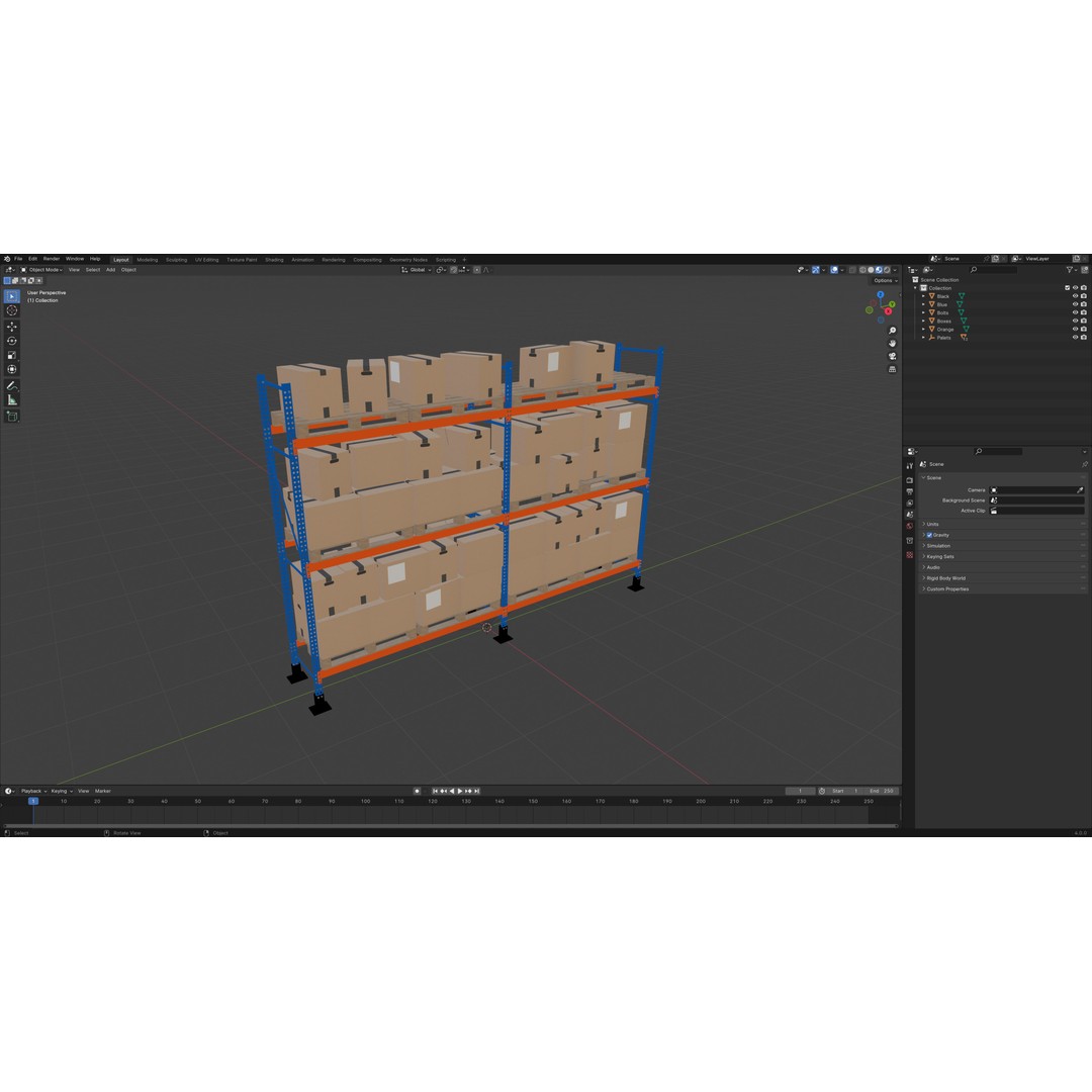 Metal Shelf Pallet Rack 3D Model – PBR Textures, Game Ready Formats - View 12