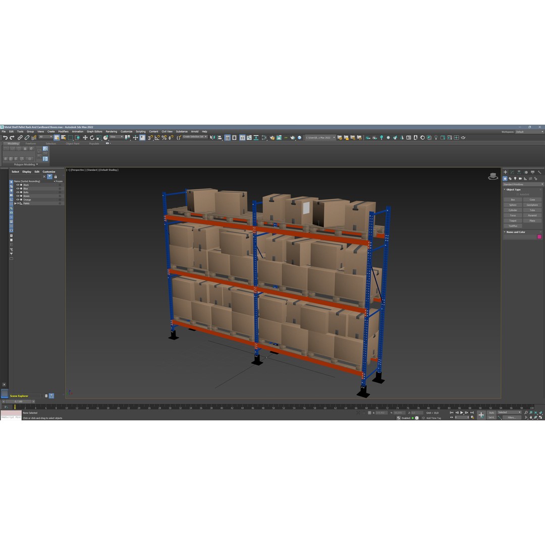 Metal Shelf Pallet Rack 3D Model – PBR Textures, Game Ready Formats - View 14