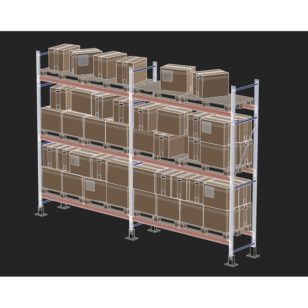Metal Shelf Pallet Rack 3D Model – PBR Textures, Game Ready Formats - View 16