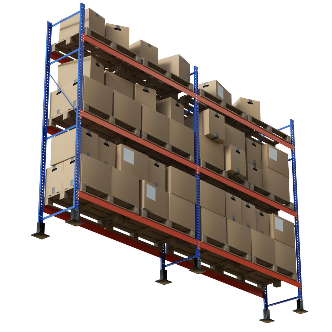 Metal Shelf Pallet Rack 3D Model – PBR Textures, Game Ready Formats - View 4