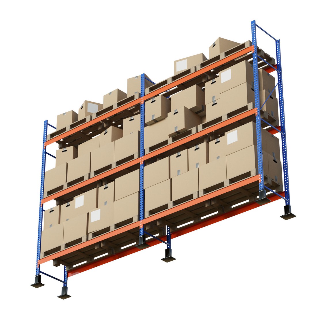 Metal Shelf Pallet Rack 3D Model – PBR Textures, Game Ready Formats - View 8