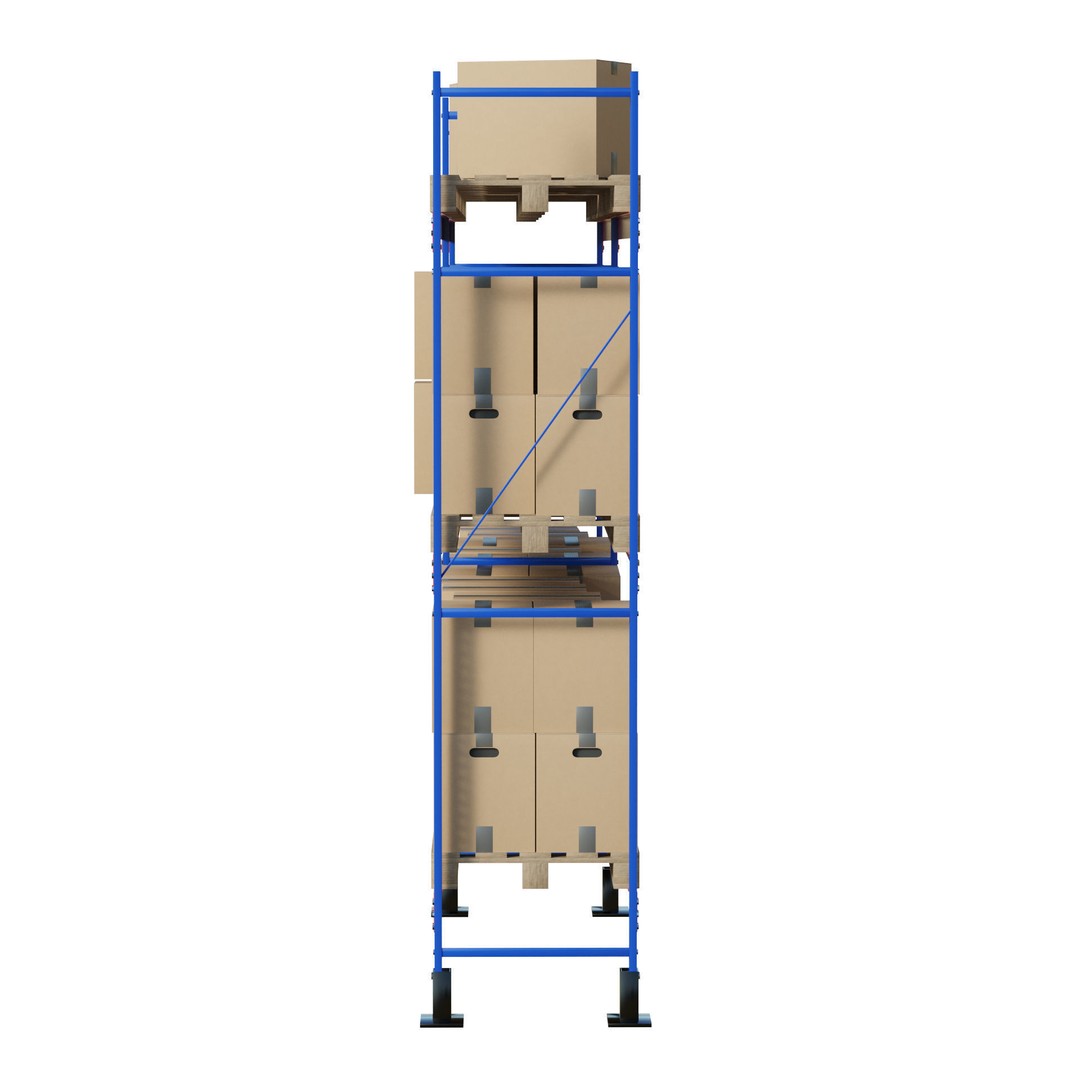 Metal Shelf Pallet Rack 3D Model – PBR Textures, Game Ready Formats - View 9