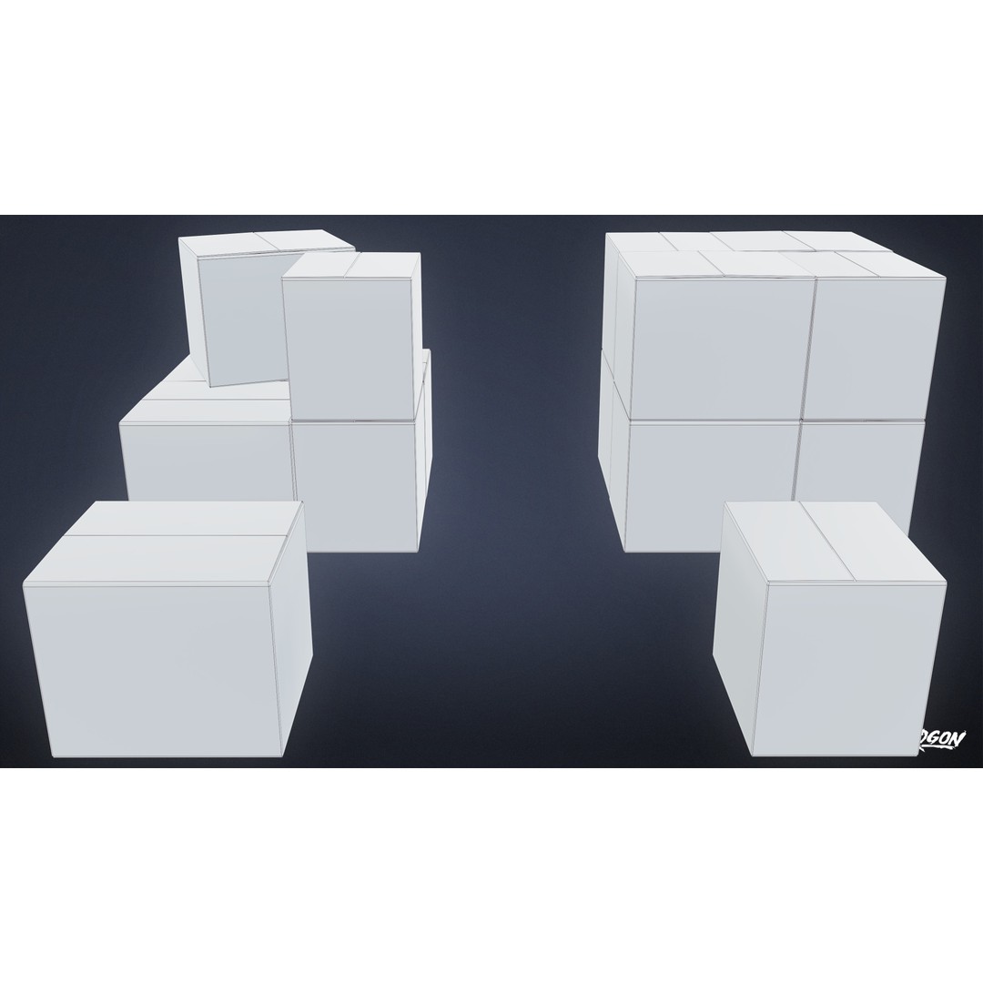 Cardboard Boxes 3D Model – Low Poly Game Asset, FBX