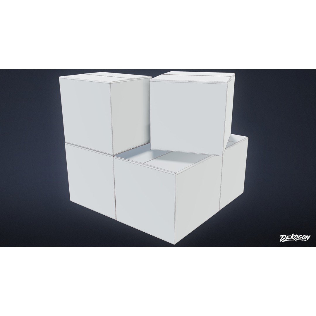 Cardboard Boxes 3D Model – Low Poly Game Asset, FBX - View 10