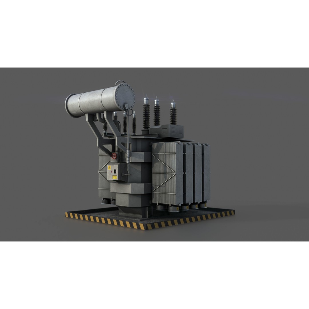 Power Transformer 3D Model – Low Poly PBR Game Asset, FBX, OBJ