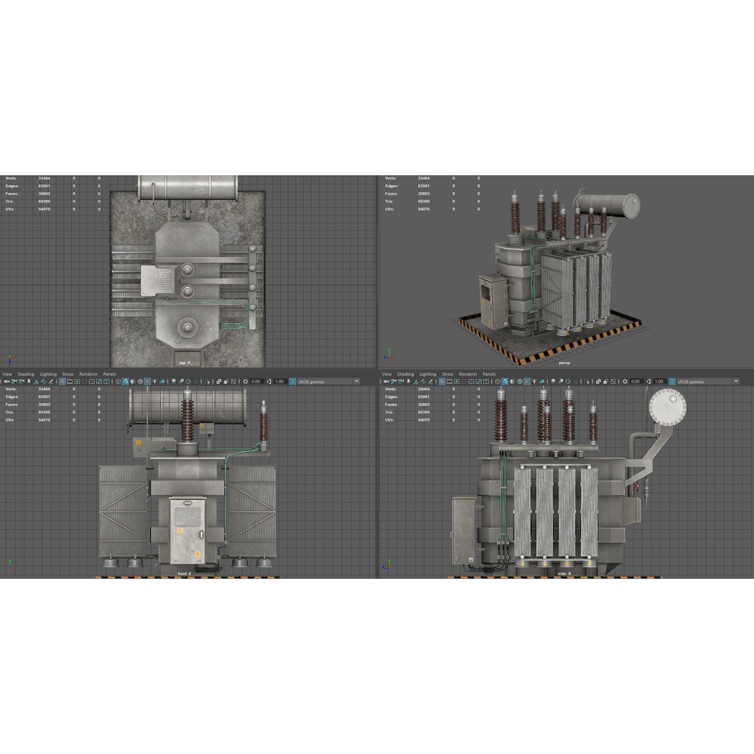 Power Transformer 3D Model – Low Poly PBR Game Asset, FBX, OBJ - View 11