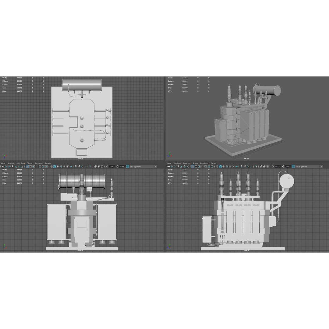 Power Transformer 3D Model – Low Poly PBR Game Asset, FBX, OBJ - View 12