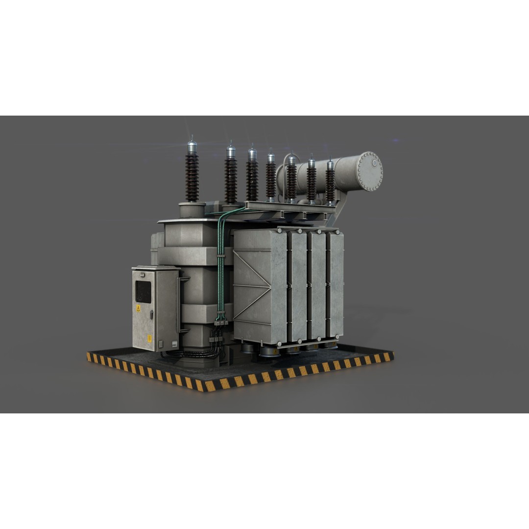 Power Transformer 3D Model – Low Poly PBR Game Asset, FBX, OBJ - View 14