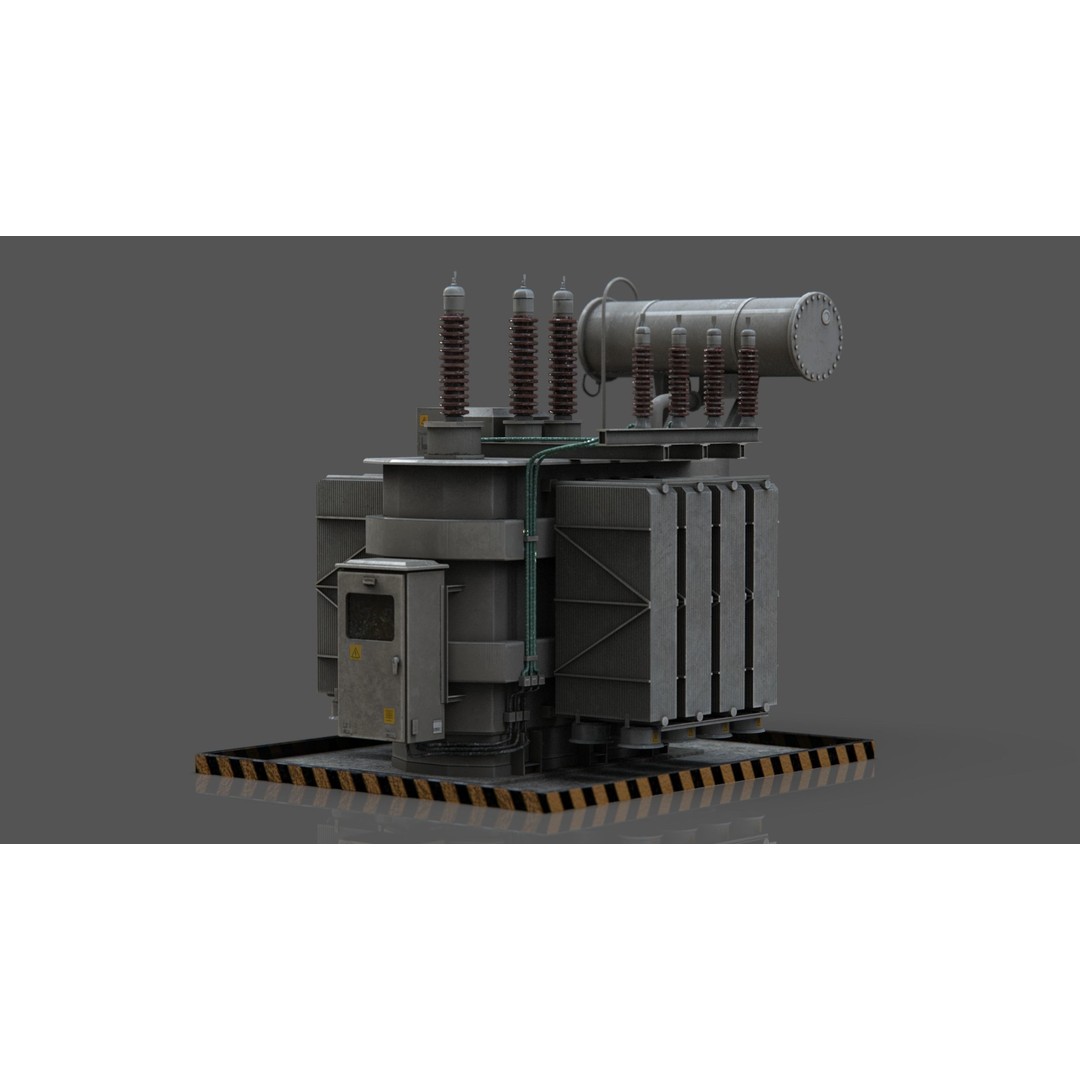 Power Transformer 3D Model – Low Poly PBR Game Asset, FBX, OBJ - View 15