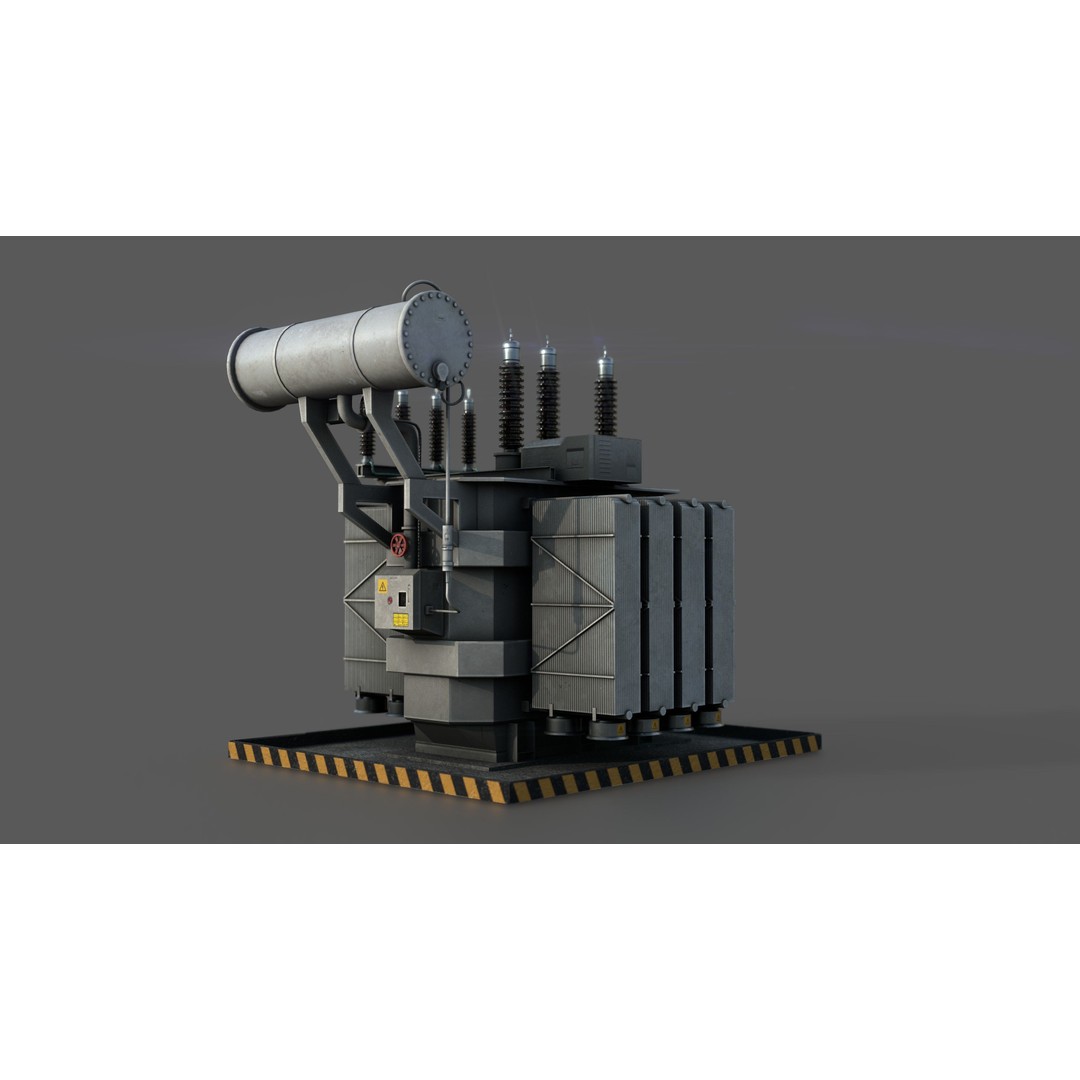 Power Transformer 3D Model – Low Poly PBR Game Asset, FBX, OBJ - View 16