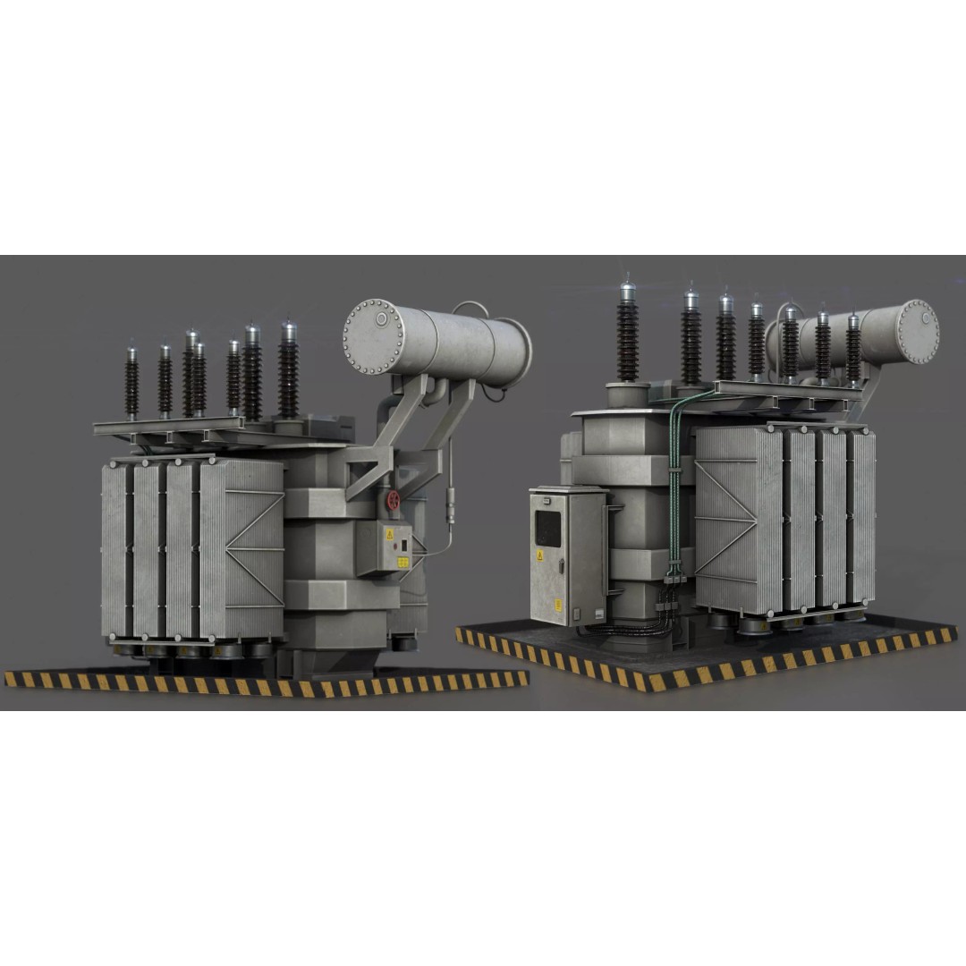 Power Transformer 3D Model – Low Poly PBR Game Asset, FBX, OBJ - View 2