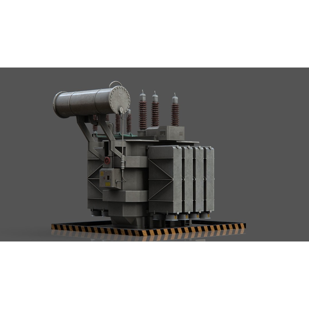Power Transformer 3D Model – Low Poly PBR Game Asset, FBX, OBJ - View 3
