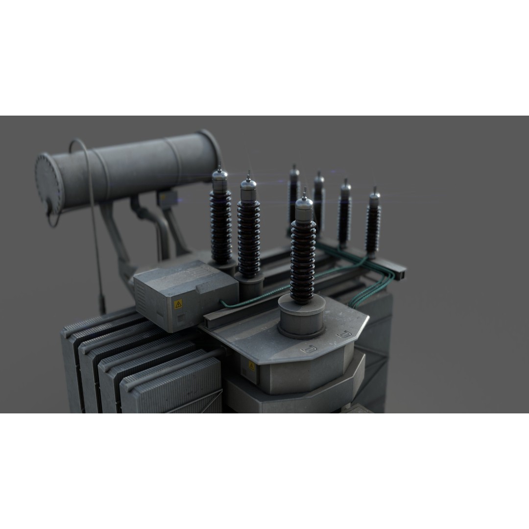 Power Transformer 3D Model – Low Poly PBR Game Asset, FBX, OBJ - View 4