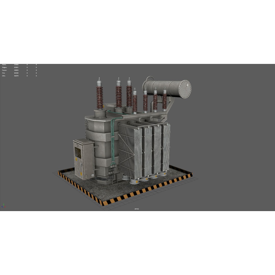 Power Transformer 3D Model – Low Poly PBR Game Asset, FBX, OBJ - View 5